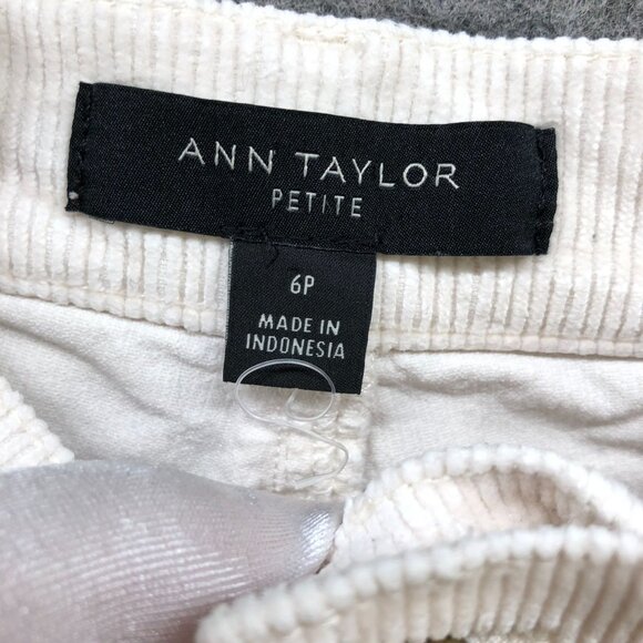 Ann Taylor Easy Straight Corduroy Pants Womens 6P Ivory High Rise Relaxed - Picture 8 of 10